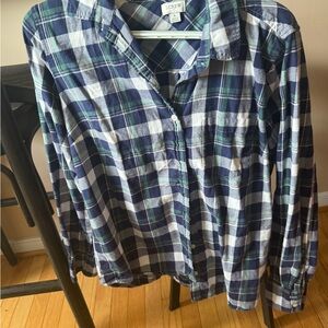 J. Crew Navy and Forest Checkered Shirt